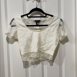 White lace crop top